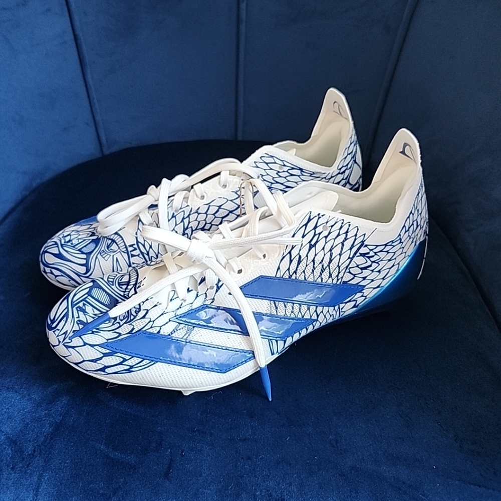Sz 10.5 Adidas Football Cleats Adizero II Electric Blue White Mens Rugby